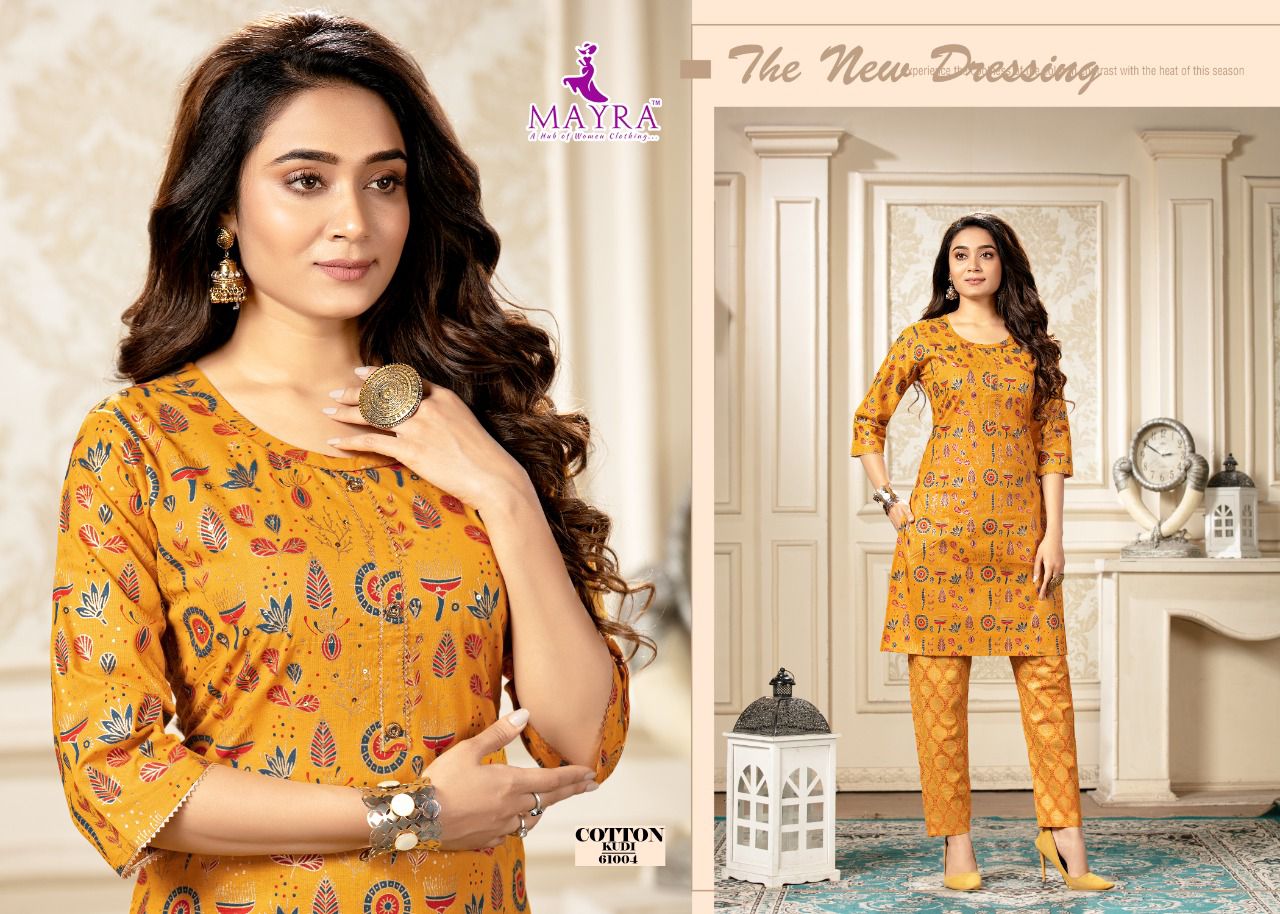 Mayra Cotton Kudi Fancy Designer Cambric Cotton Kurti With Bottom Collection